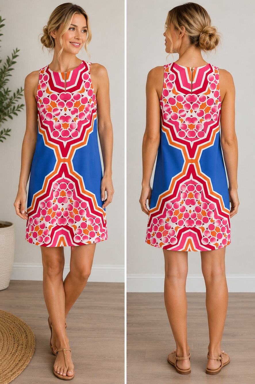 Banana Republic Size 6 Retro Geometric Print Sleeveless Shift Dress